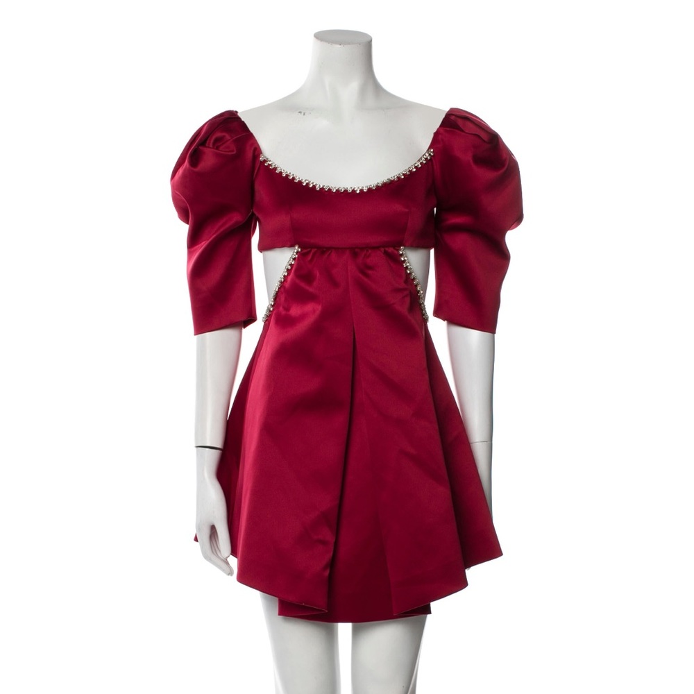 AREA NYC Scoop neck mini satin dress